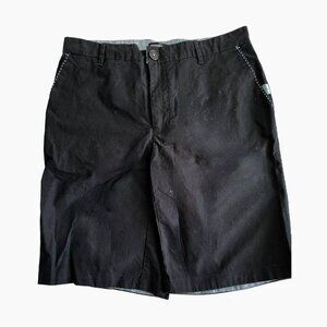 ROSASEN Black golf shorts with Top Stitching Sz 34 Beautiful Sheen Nice Pockets